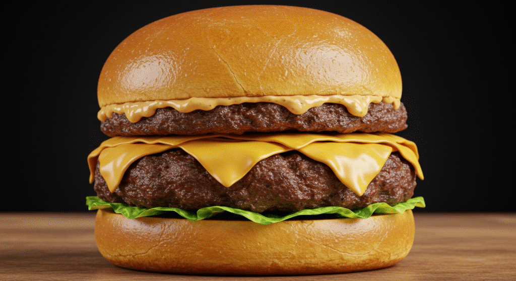 Juicy Crack Burger with cheddar cheese and fresh toppings