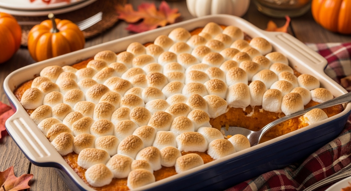 Sweet Potato Casserole With Marshmallows baked until golden, featuring candied sweet potatoes, sliced sweet potatoes with marshmallows, and classic yams with marshmallows for a holiday side dish