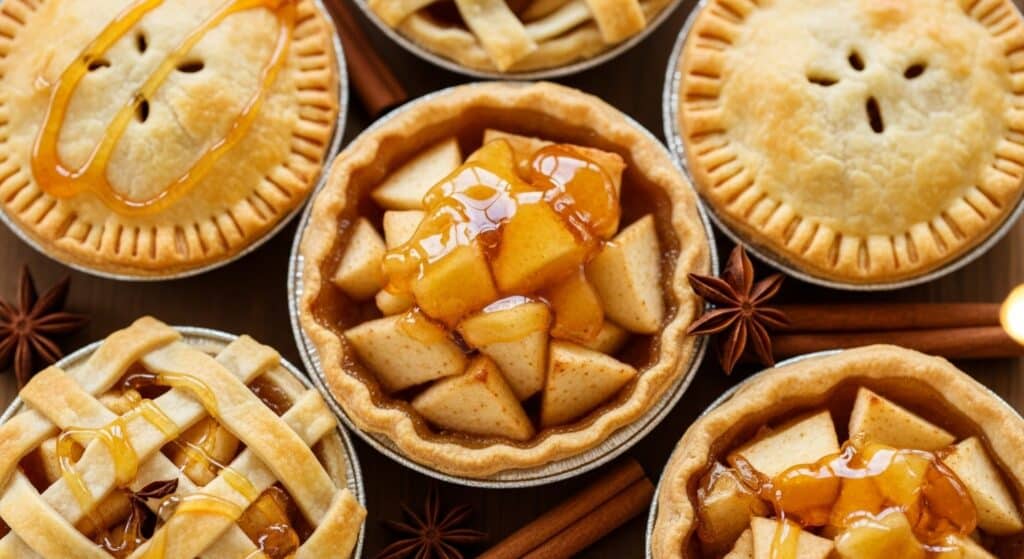 Muffin pan with Mini Apple Pies before baking, showing pie crust circles