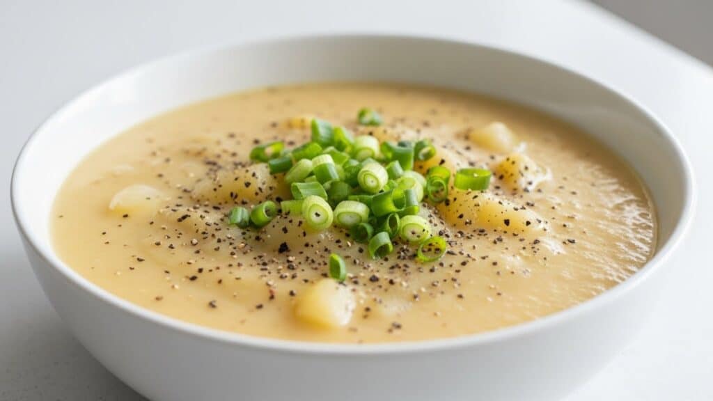 Creamy homemade loaded potato soup topped with cheese