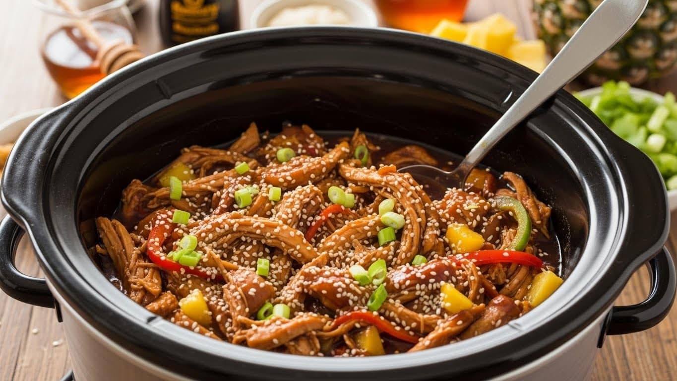 Dump and Go Crockpot Teriyaki Chicken served over rice