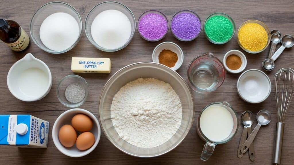 Easy King Cake with icing drizzle