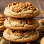 Soft Biscoff Cookie Butter Cookies with gooey cookie butter center and sea salt