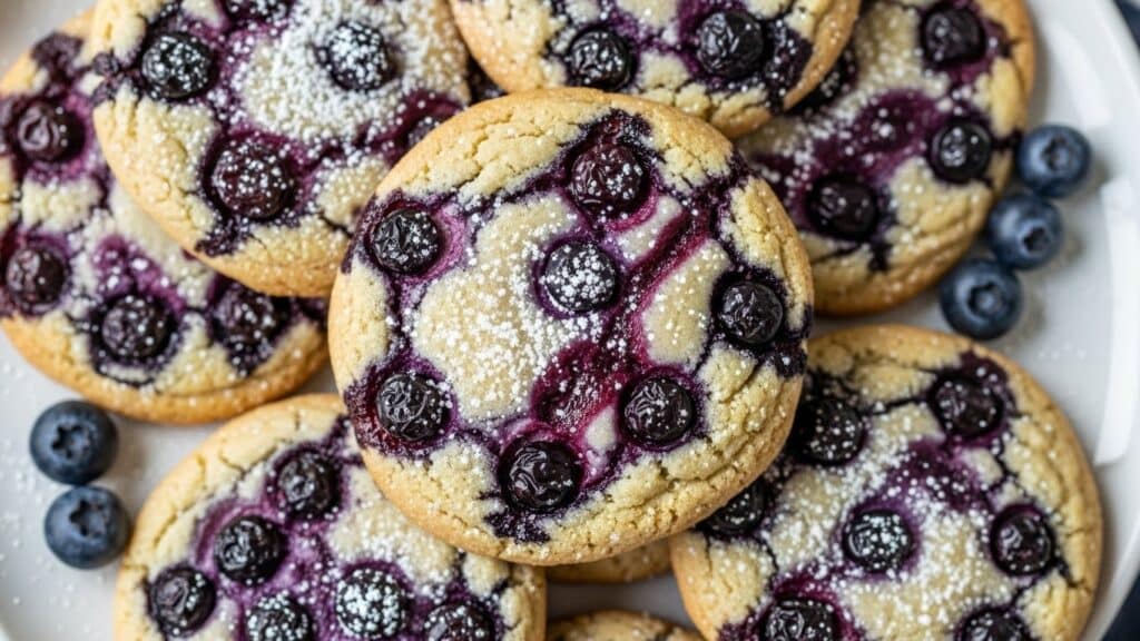Blueberry Heaven Cookies vegan and naturally blue on a baking tray