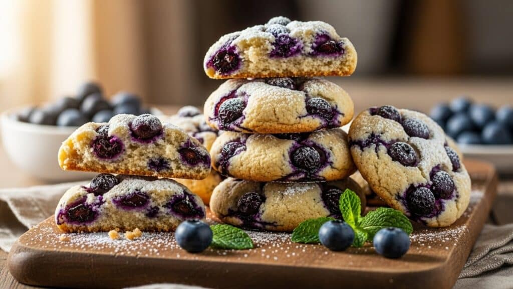 Blueberry Heaven Cookies vegan and naturally blue on a baking tray