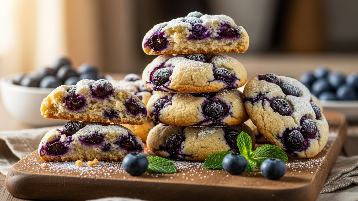 Blueberry Heaven Cookies vegan and naturally blue on a baking tray