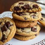 Vintage chocolate chip cookies cooling on a wire rack