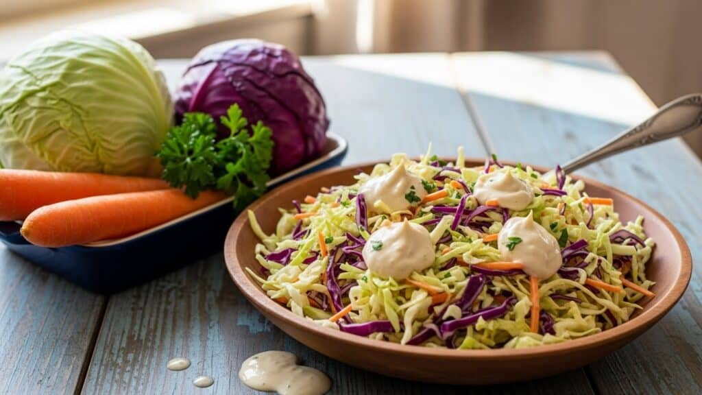 Homemade Best coleslaw recipe in bowl
