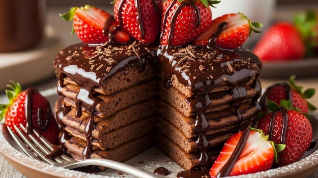 FOOD STYLE strawberry chocolate pancake breakfast