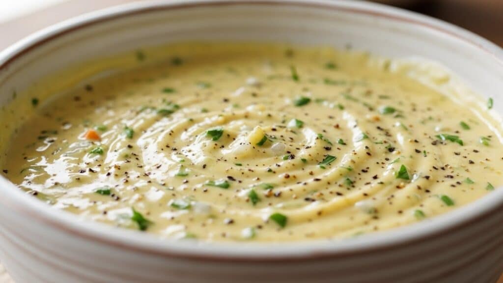 Homemade coleslaw dressing recipe in bowl