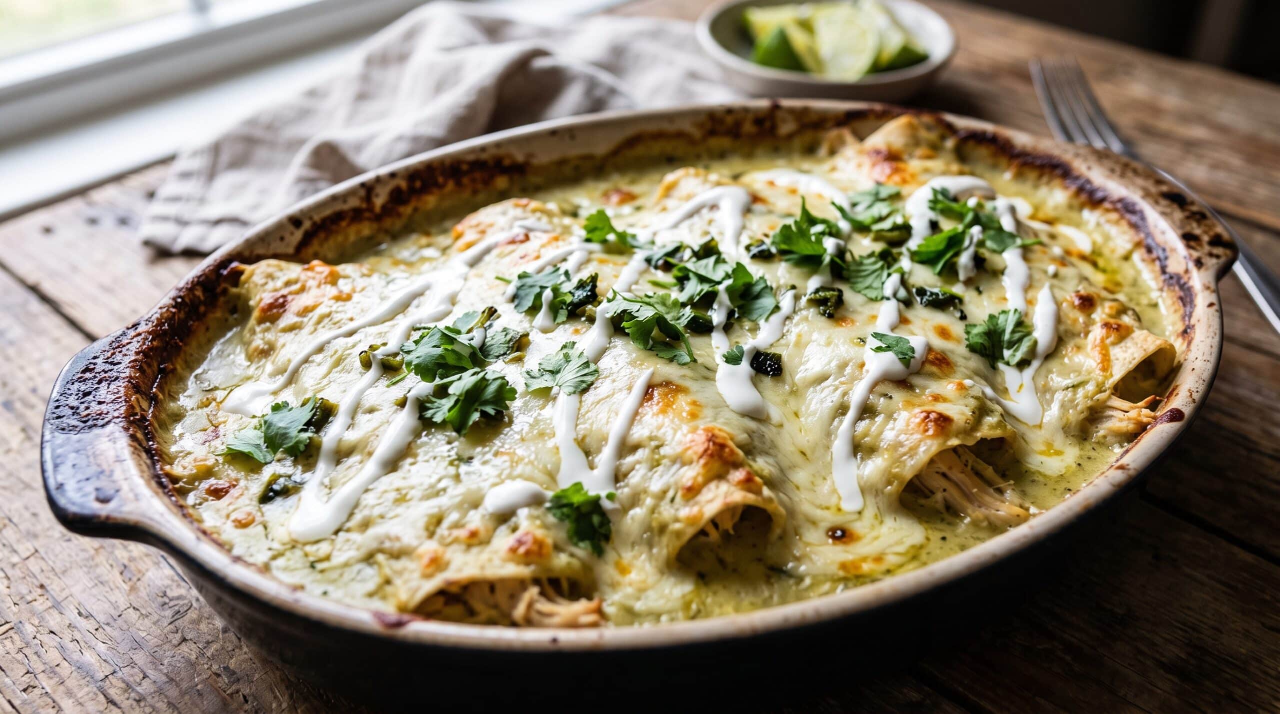 Creamy Poblano Chicken Enchiladas